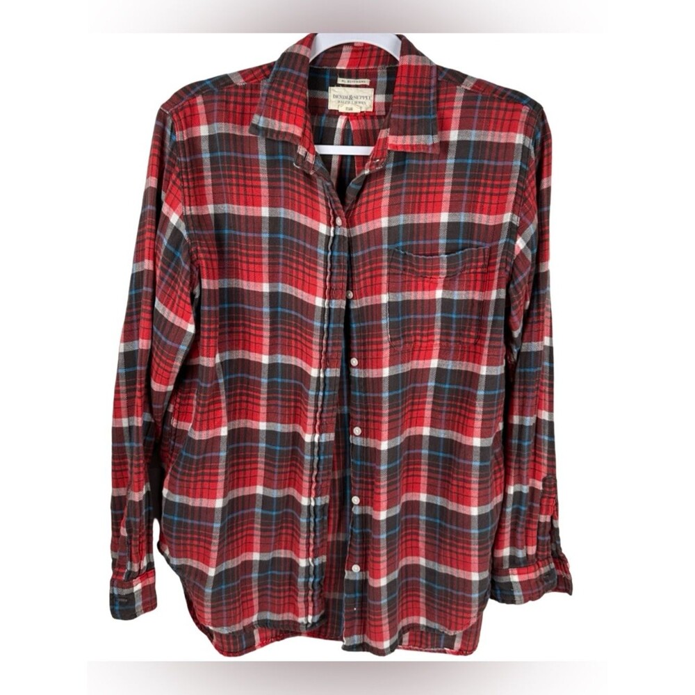 Denim & Supply Ralph Lauren Red Plaid Flannel Boyfriend Button Up Shirt Large